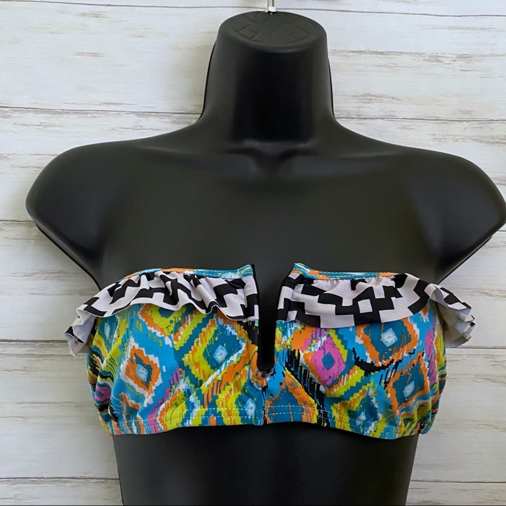 Pacsun Bandeau Multicolor Ruffle Bikini Top - Juniors Medium